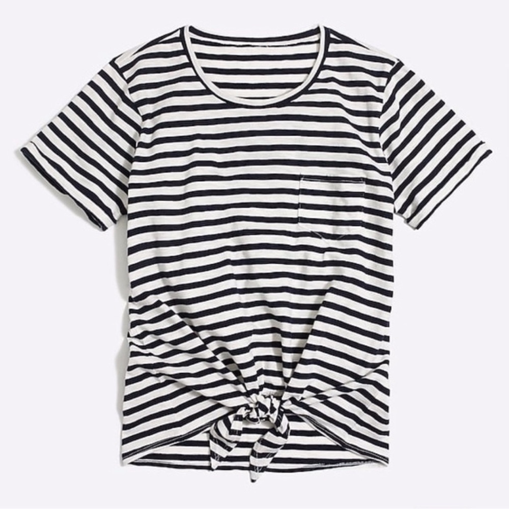 J. Crew Factory Striped Tie Waist Picket Tee Shirt Medium